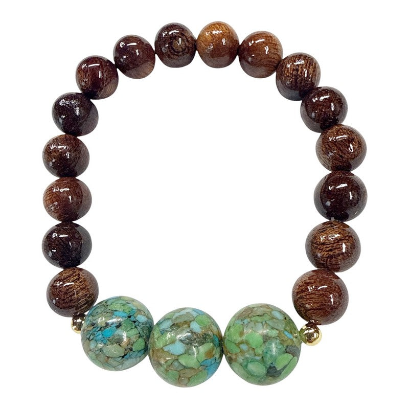 Koa and Mosaic Turquoise | Bracelet 10mm