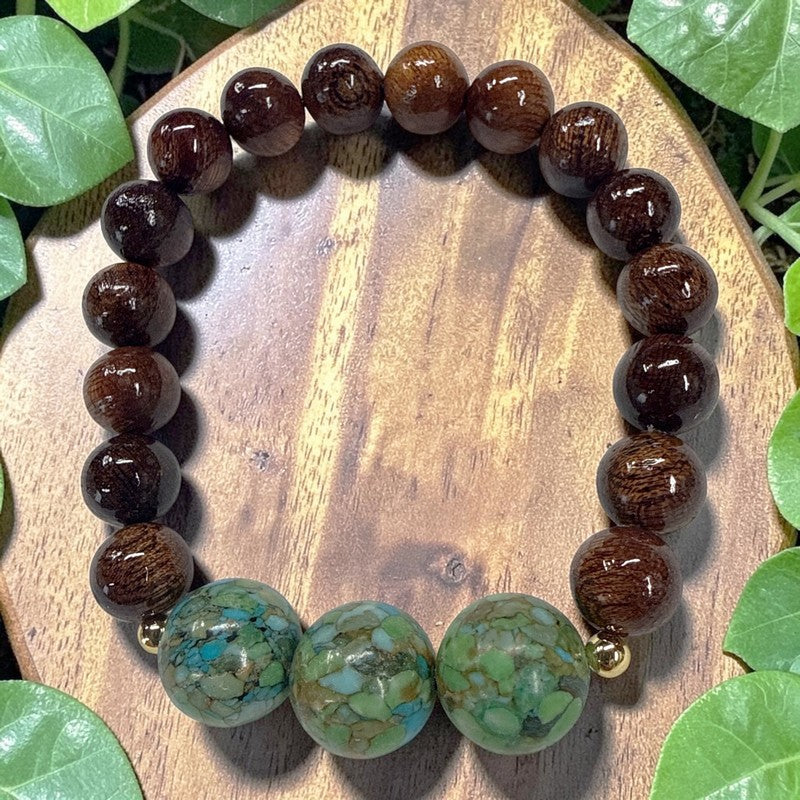 Koa and Mosaic Turquoise | Bracelet 10mm