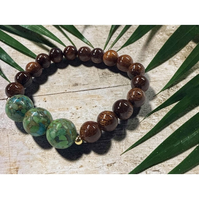 Koa and Mosaic Turquoise | Bracelet 10mm