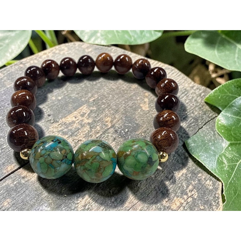 Koa and Mosaic Turquoise | Bracelet 10mm