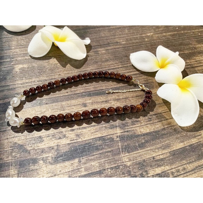 Koa and Heishi Fresh Water Pearls | Necklace 8mm