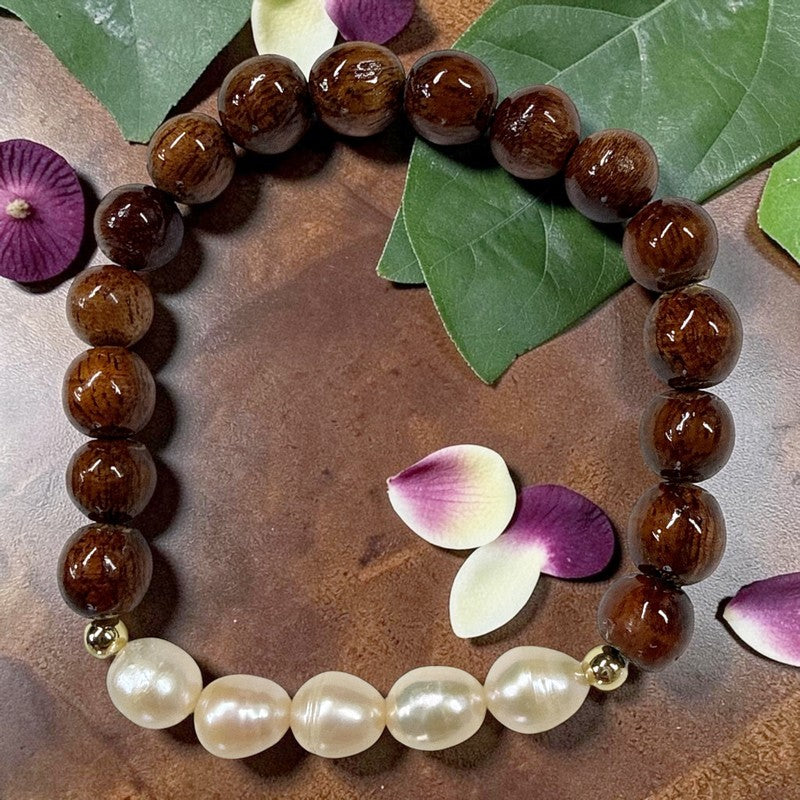 Koa and Blush Freshwater Peals | Bracelet 8mm