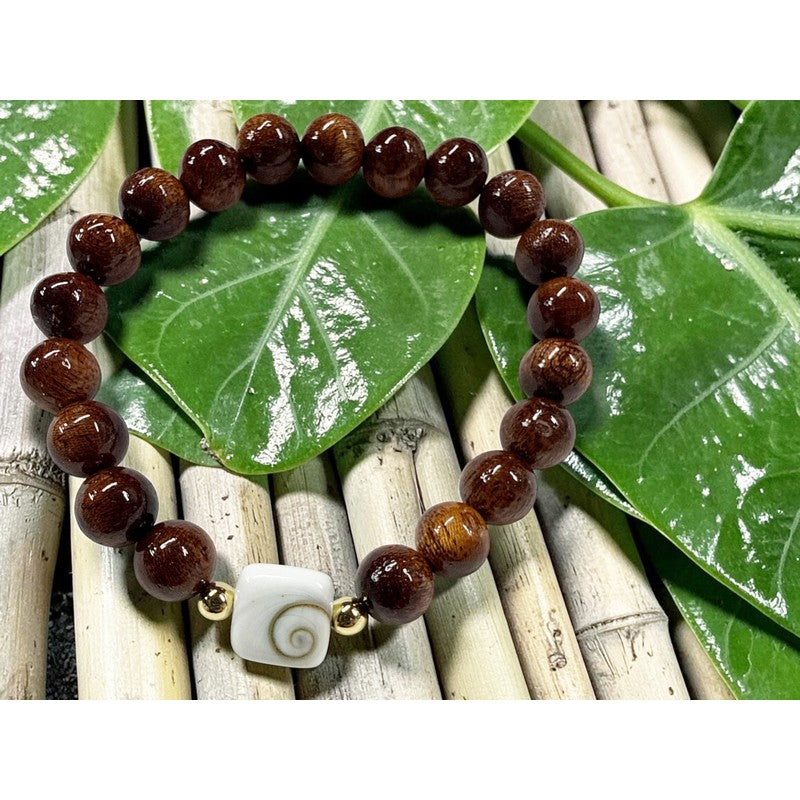 Koa and Shiva Shell Stretch Bracelet 8mm