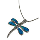 Dragonfly Necklace with Blue Opal
