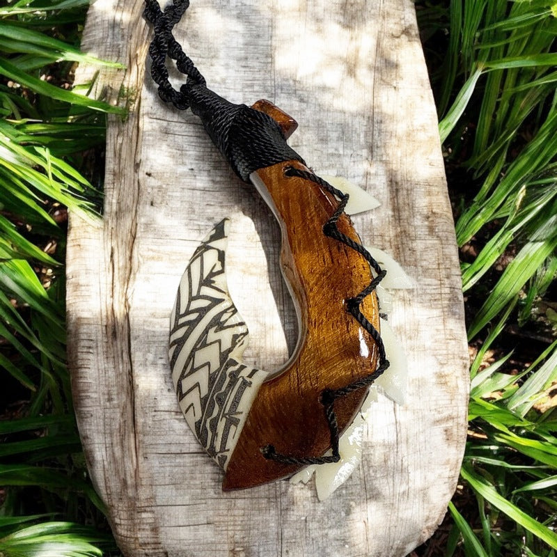 Koa and Bone Makau with Engraving