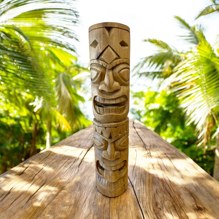 Warrior and Strength Tiki Totem | Hawaiian Décor 20" (Natural)