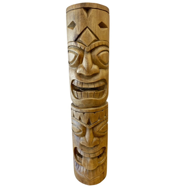 Warrior and Strength Tiki Totem | Hawaiian Décor 20" (Natural)