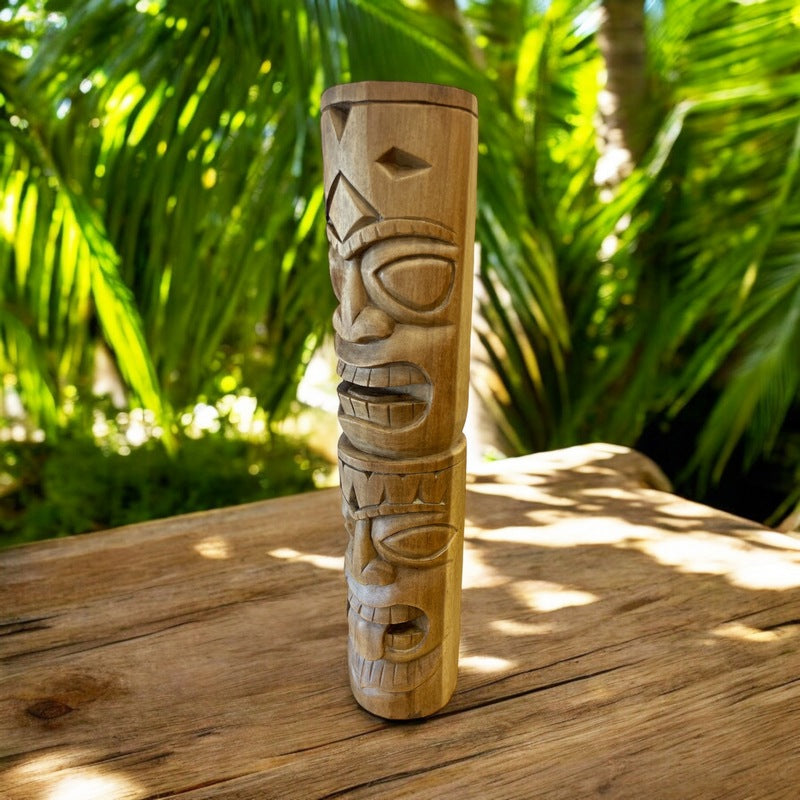 Warrior and Strength Tiki Totem | Hawaiian Décor 20" (Natural)