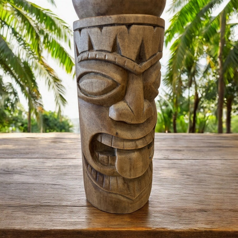 Warrior and Strength Tiki Totem | Hawaiian Décor 20" (Natural)