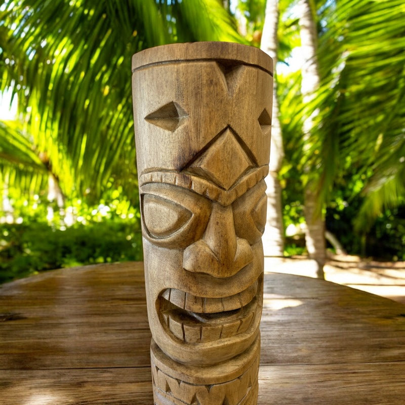 Warrior and Strength Tiki Totem | Hawaiian Décor 20" (Natural)