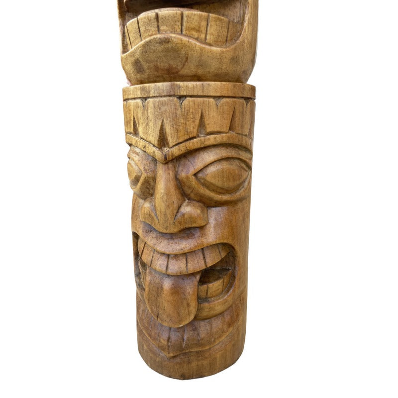 Warrior and Strength Tiki Totem | Hawaiian Décor 20" (Natural)
