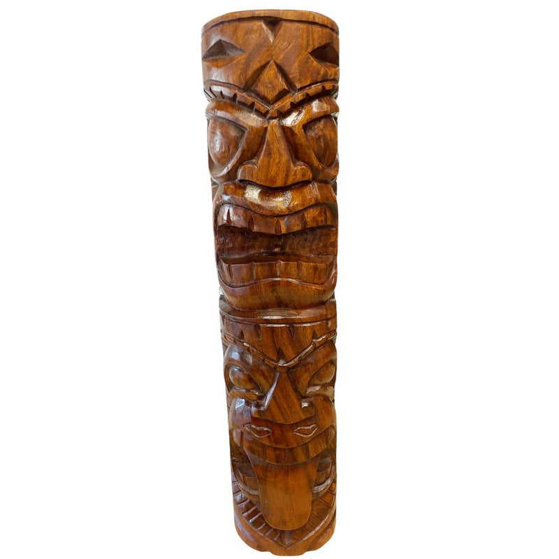 Warrior and Strength Tiki Totem | Hawaiian Décor 20" (Stained)