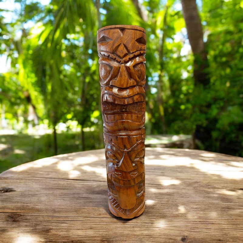 Warrior and Strength Tiki Totem | Hawaiian Décor 20" (Stained)