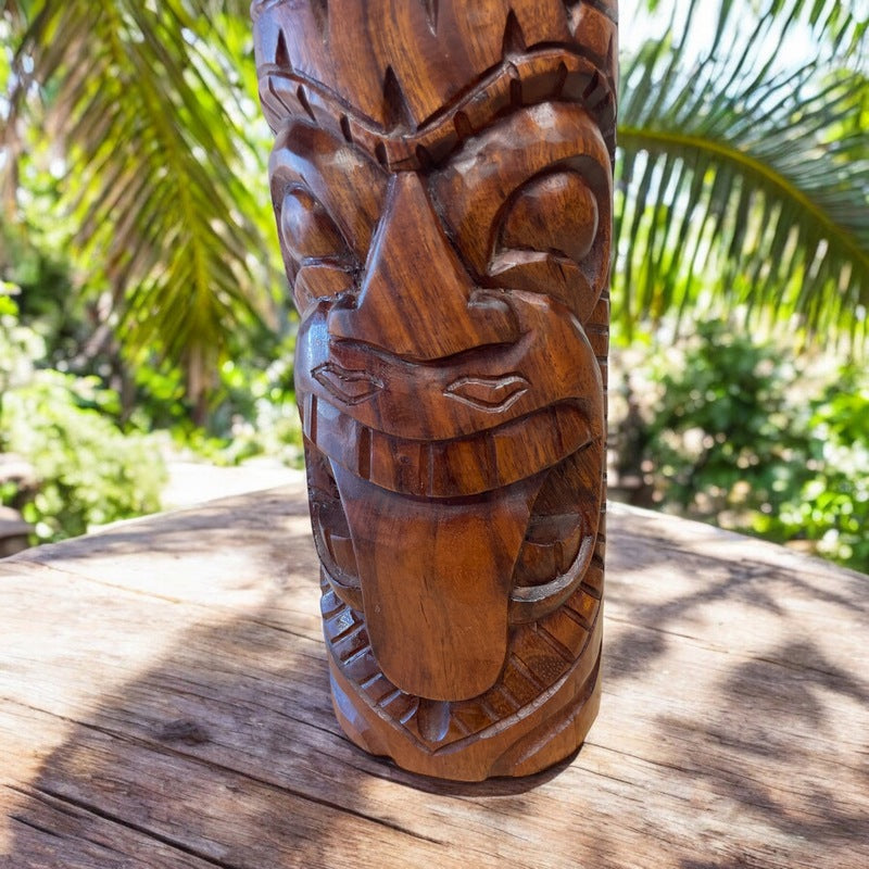 Warrior and Strength Tiki Totem | Hawaiian Décor 20" (Stained)