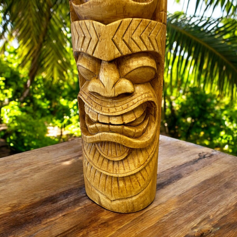 Love and Ocean Hawaiian Totem | Oak Stained 20"