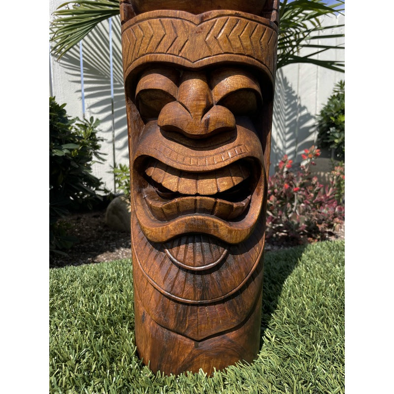 Love and Ocean Tiki Totem | Hawaiian Decor 32" (Stained)