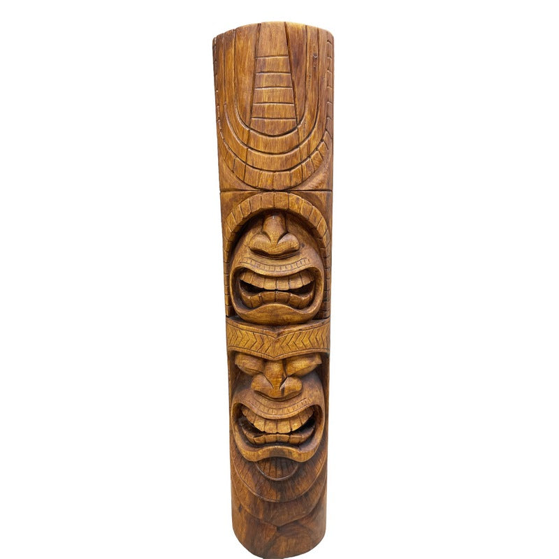 Love and Ocean Tiki Totem | Hawaiian Decor 32" (Stained)