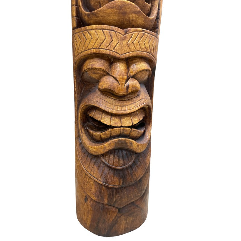 Love and Ocean Tiki Totem | Hawaiian Decor 32" (Stained)