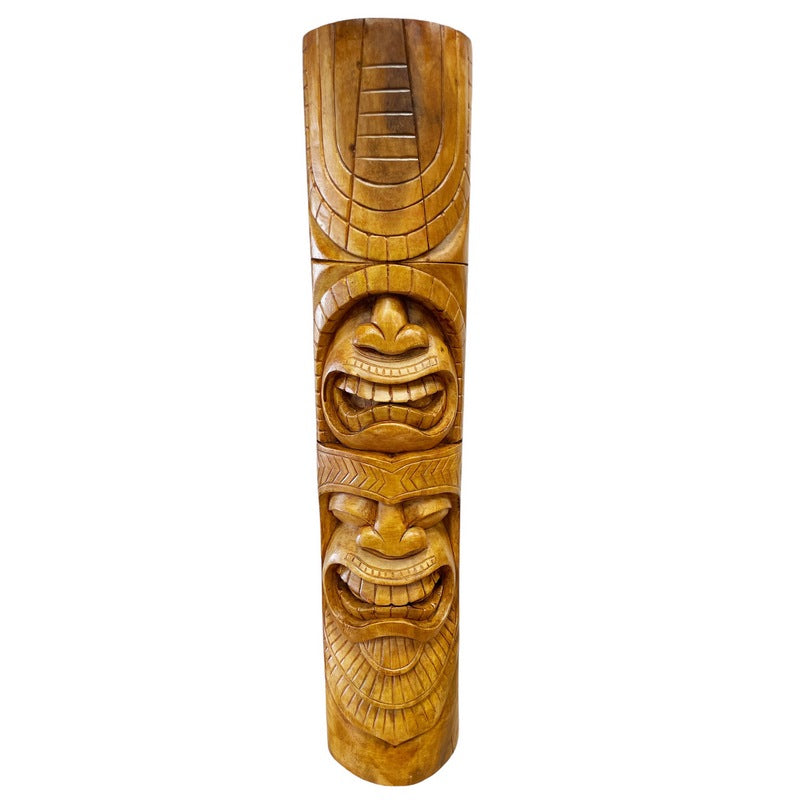 Love and Ocean Tiki Totem | Hawaiian Decor 32" (Stained)