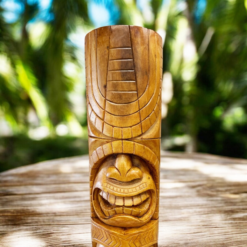 Love and Ocean Tiki Totem | Hawaiian Decor 32" (Stained)