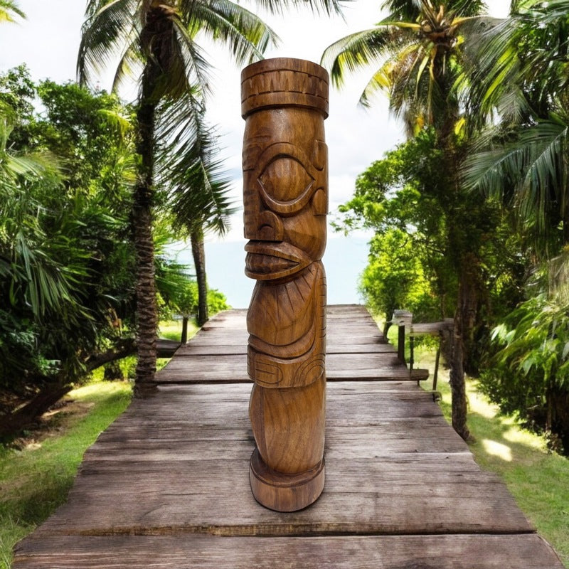 Marquesas Totem Natural Wood | Polynesian Art 32"