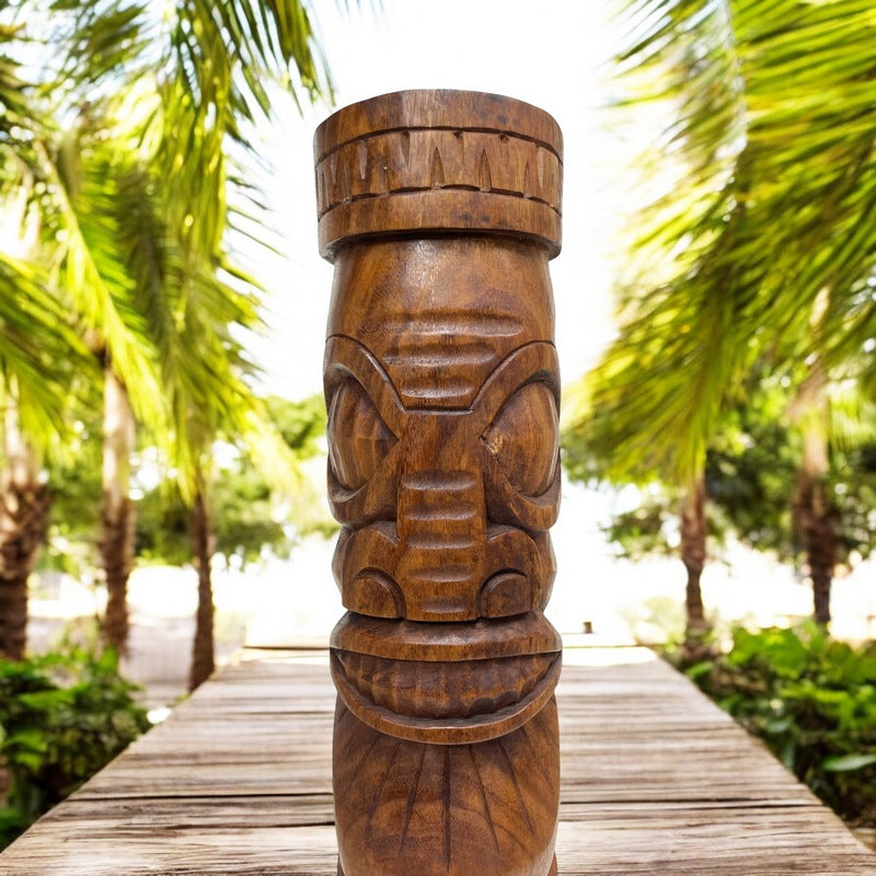 Marquesan Tiki authentic Mask Traditional Statue Wood Carving Tropical Bar Decor 39