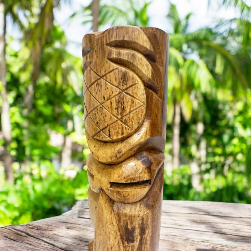 Ho'okipa Hawaiian Totem | Natural Wood 20"