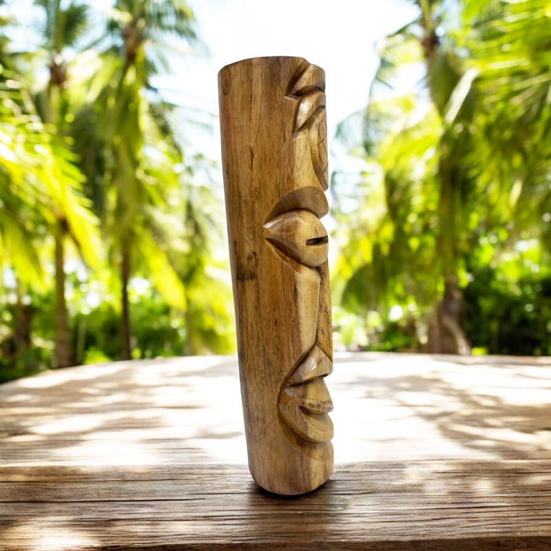 Ho'okipa Hawaiian Totem | Natural Wood 20"