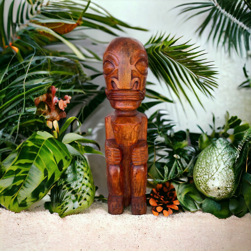 Vintage Wood Tiki Sculpture Tahiti South Pacific 2024 Folk Art Carving 9.25”H Free Shipping