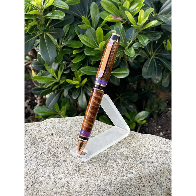 Hawaiian Curly Koa Wood Pen w/ Acrylic Inlay