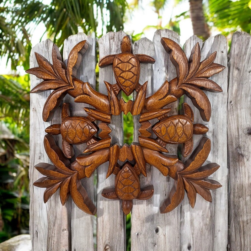 Honu and Palm Tree | Stained Wood Sign 12"