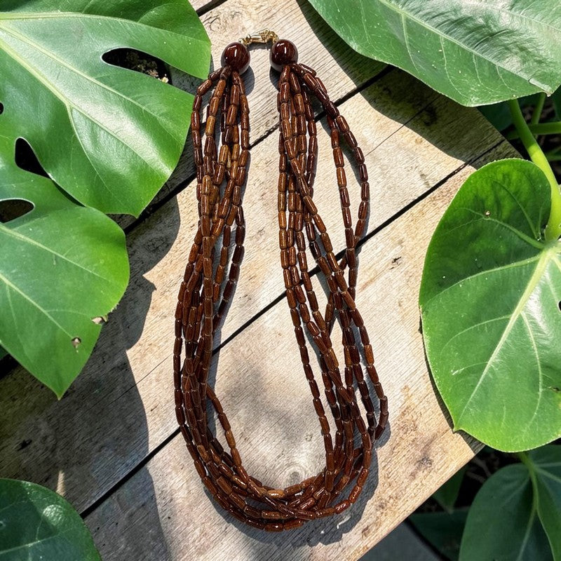 7 Strand Koa Rice Bead Necklace