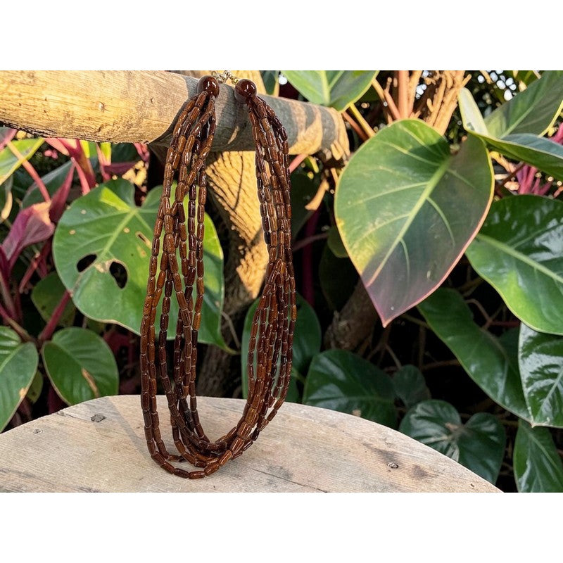 7 Strand Koa Rice Bead Necklace