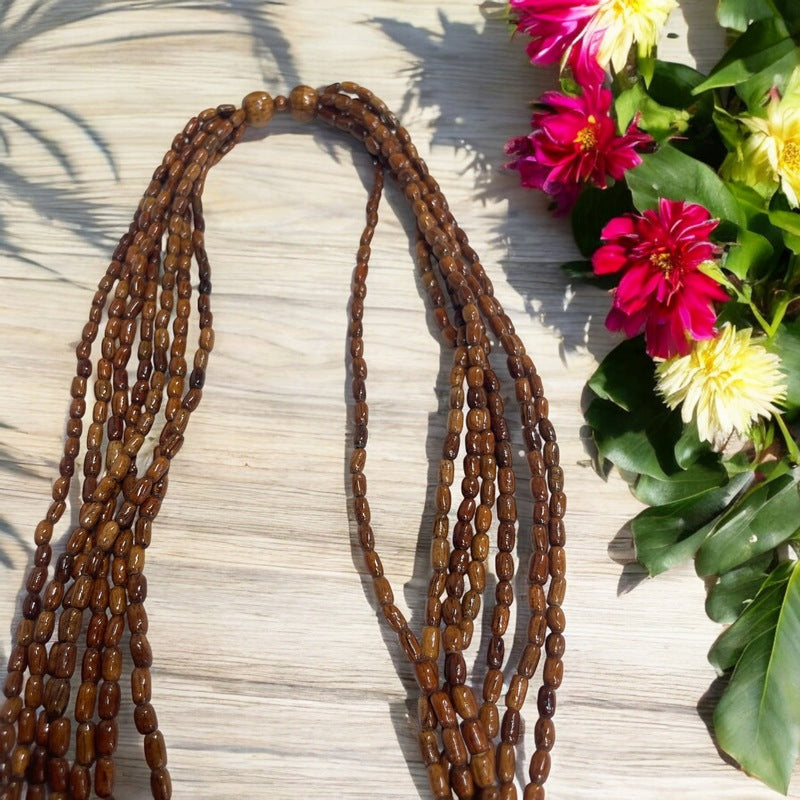 7 Strand Koa Rice Bead Necklace