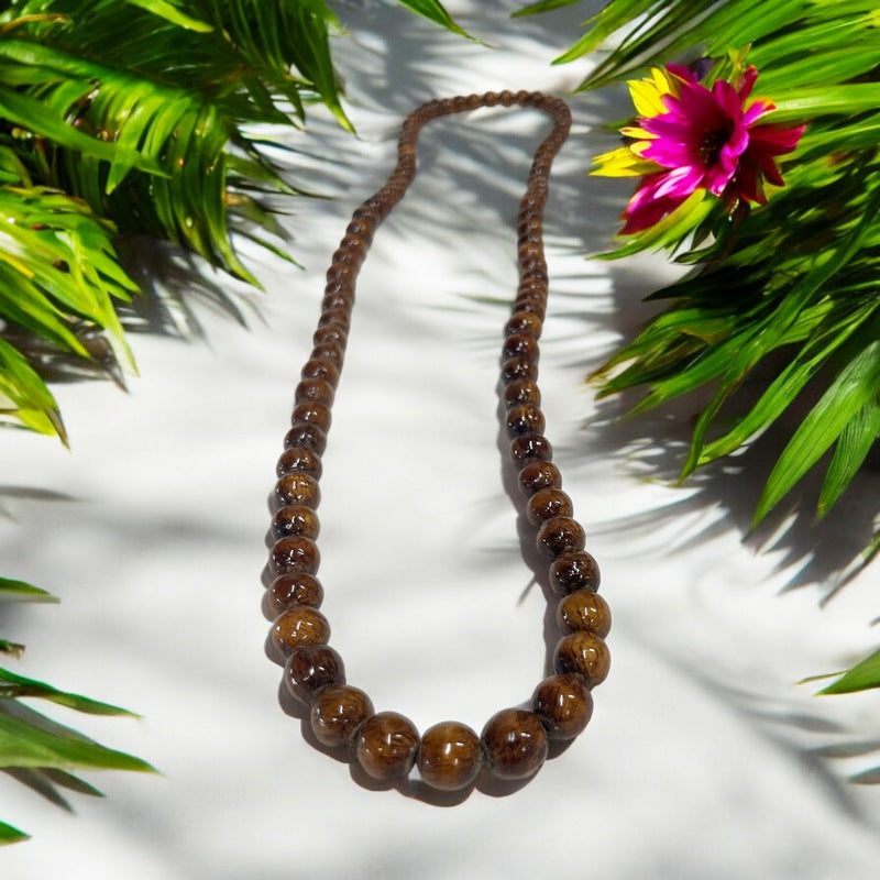 Hawaiian Koa Wood Necklace or Bracelet 32" | 8mm Beads