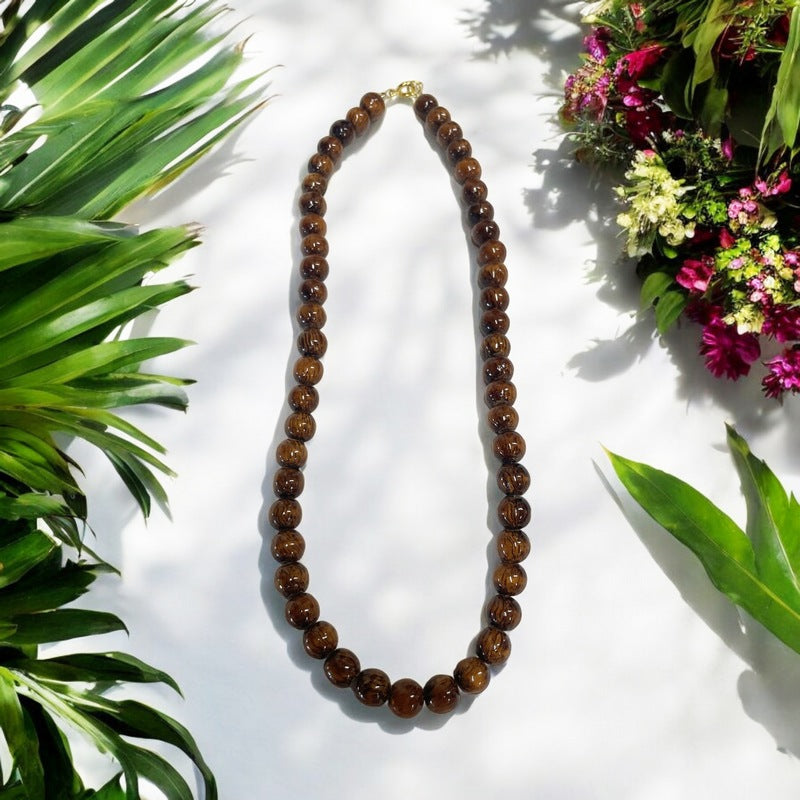 Hawaiian Koa Wood Necklace | 8mm Beads