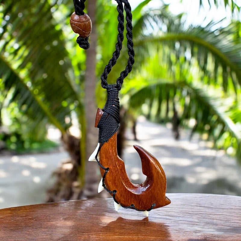 Hawaiian Koa Makau | Fish Hook Necklace