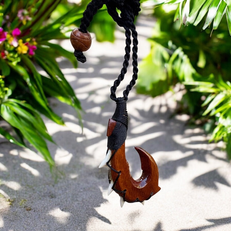 Hawaiian Koa Makau | Fish Hook Necklace