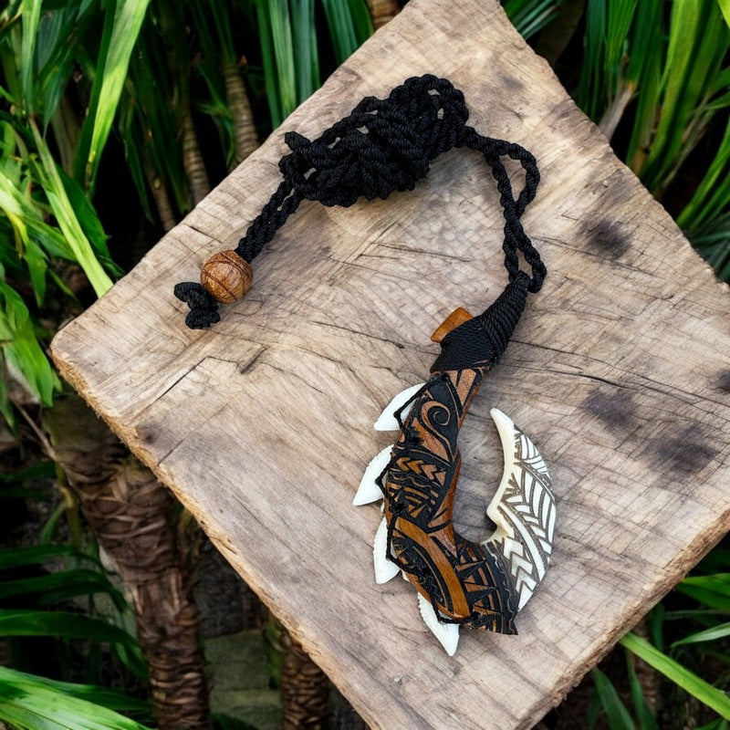 Koa and Bone Makau with Engraving