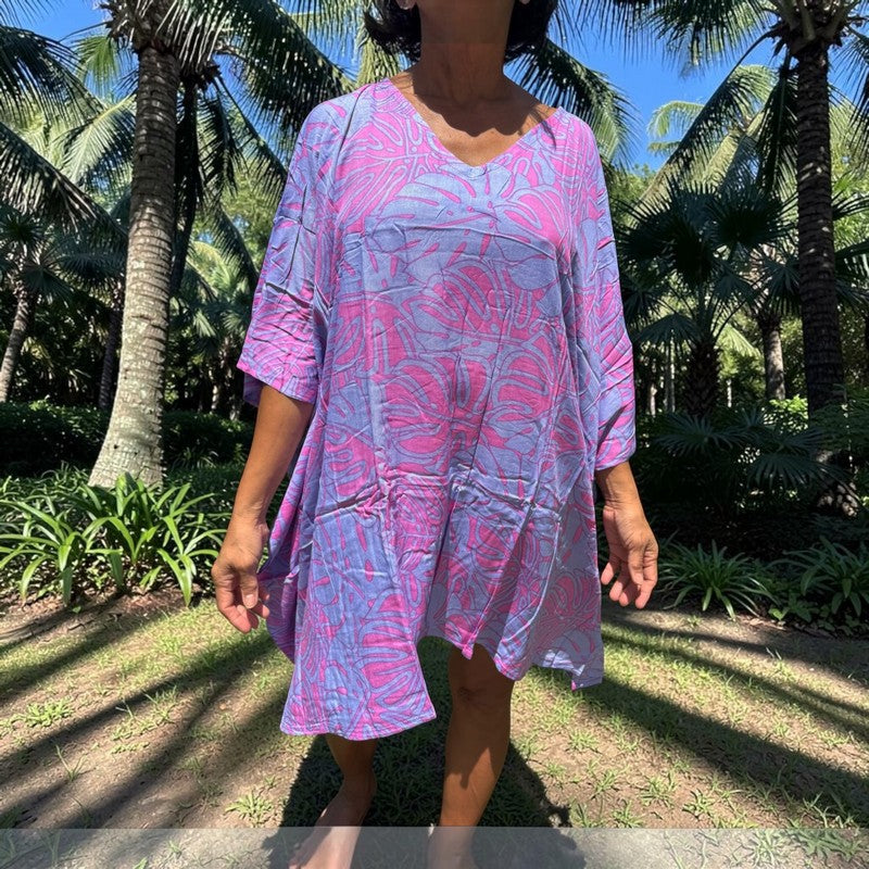 Beach Cover-Up | Monstera Leaves LAVENDER