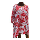 Beach Cover-Up | Monstera Leaves RED