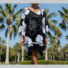 Beach Cover-Up | Hawaiian Flowers Black
