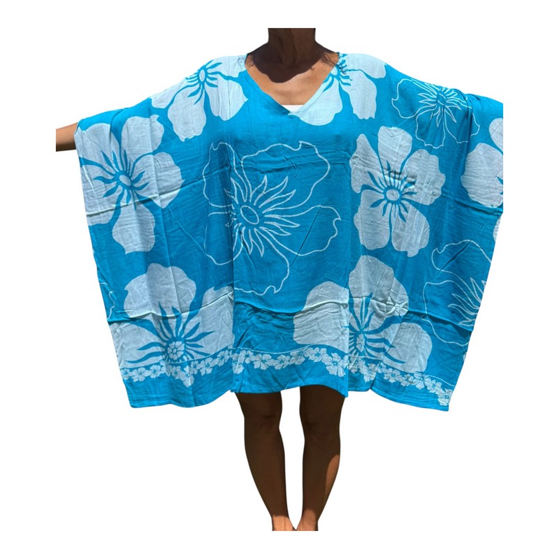 Beach Cover-Up | Hawaiian Flowers AQUA