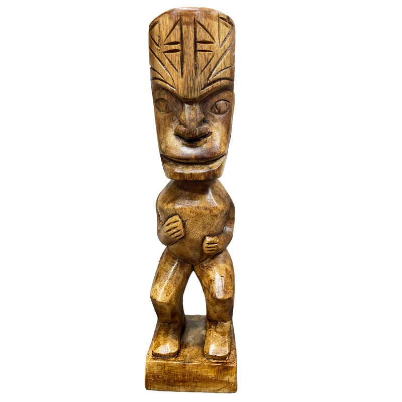 Tahitian Tiki Figure | Polynesian Replica 12" (Stained)