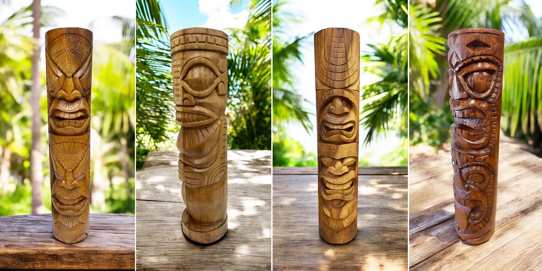 Ku & Kanaloa discount Totem Hawaiian Tiki Statue Wall Sculpture Mask Tropical Tiki B