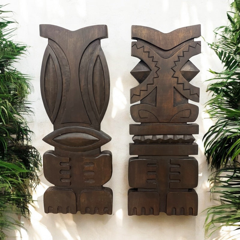 Vintage Hawaiian Tiki Wall Plaque Together