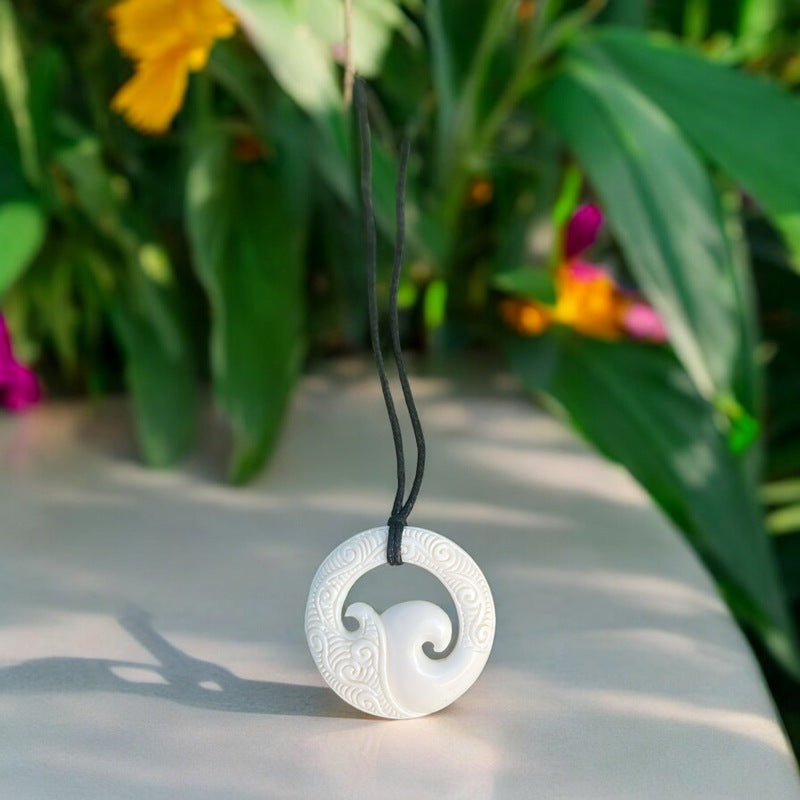 Wave with Engravings | Bone Necklace