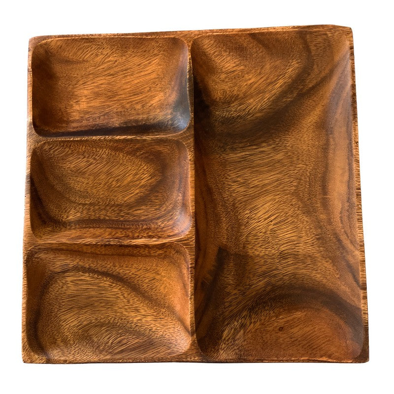 Acacia Wood with 4 Container Square Tray
