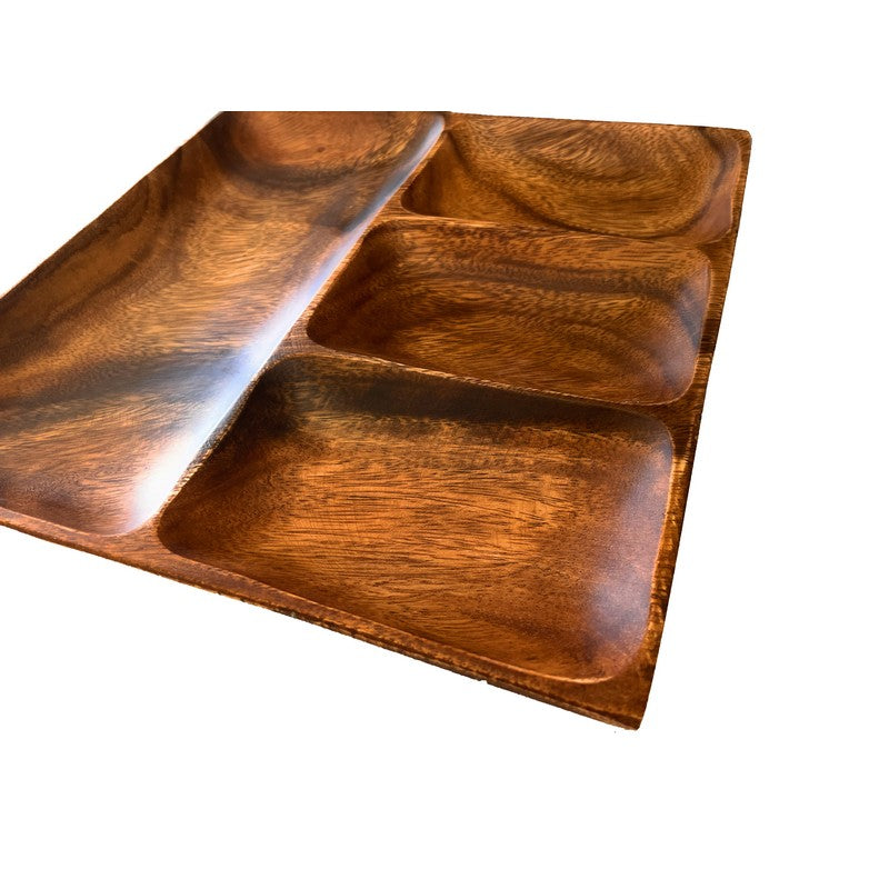 Acacia Wood with 4 Container Square Tray