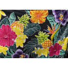 Hawaiian Pineapple and Flowers | Hand Painted Pareo Black